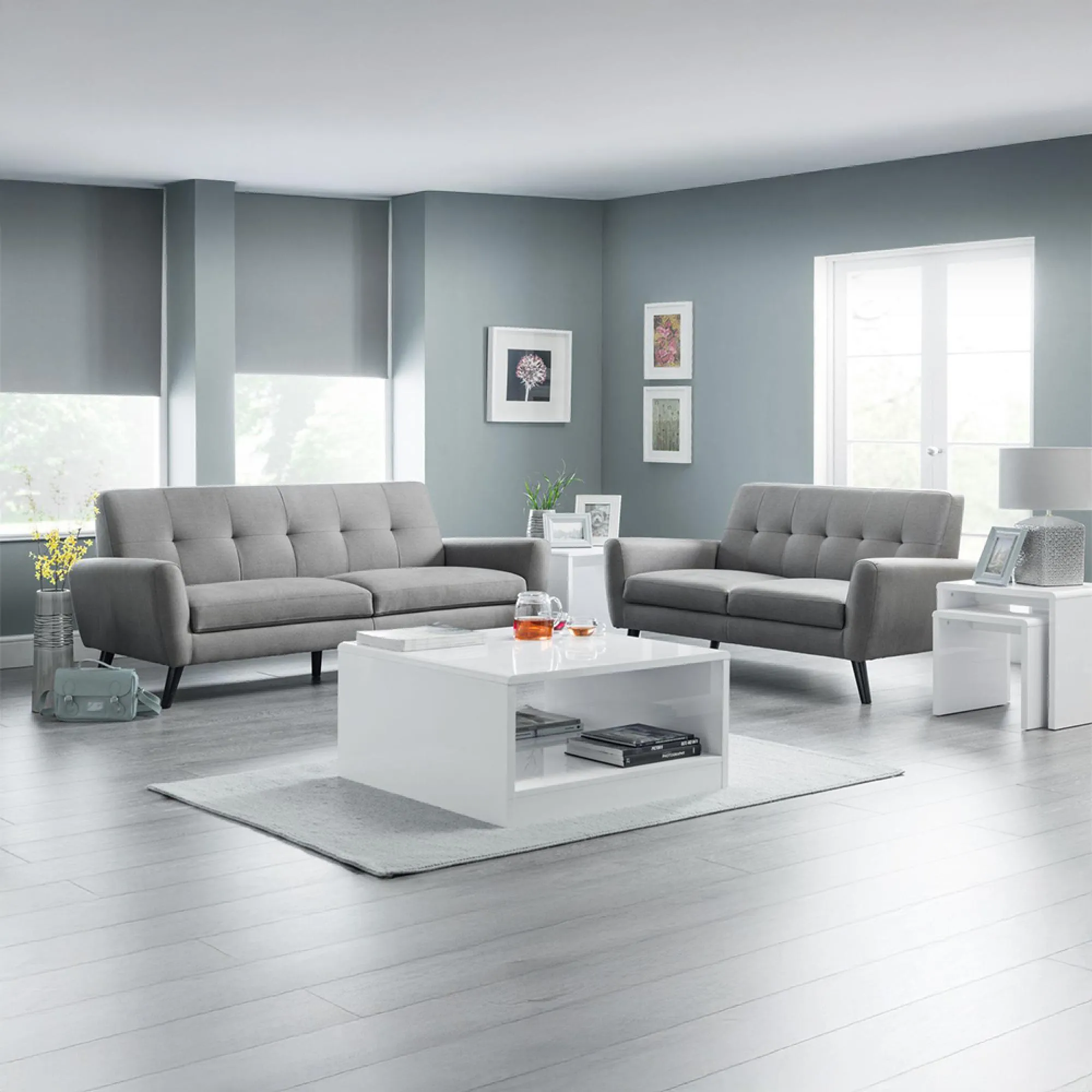 Monza 3-Seater Sofa - Grey, Linen