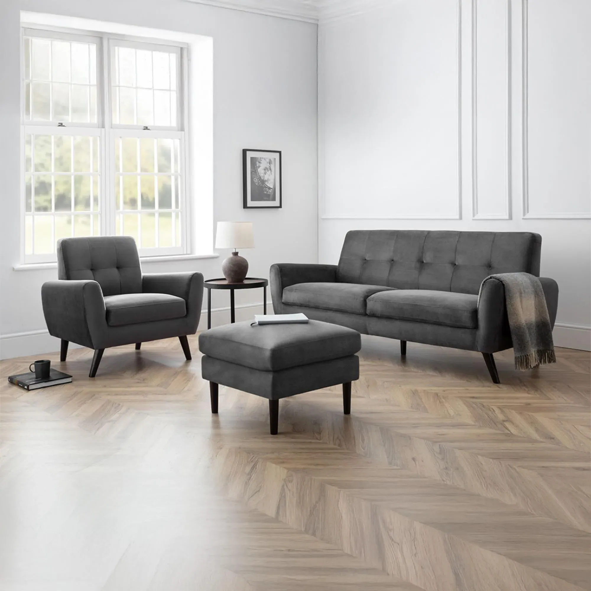 Monza Armchair - Grey, Fabric