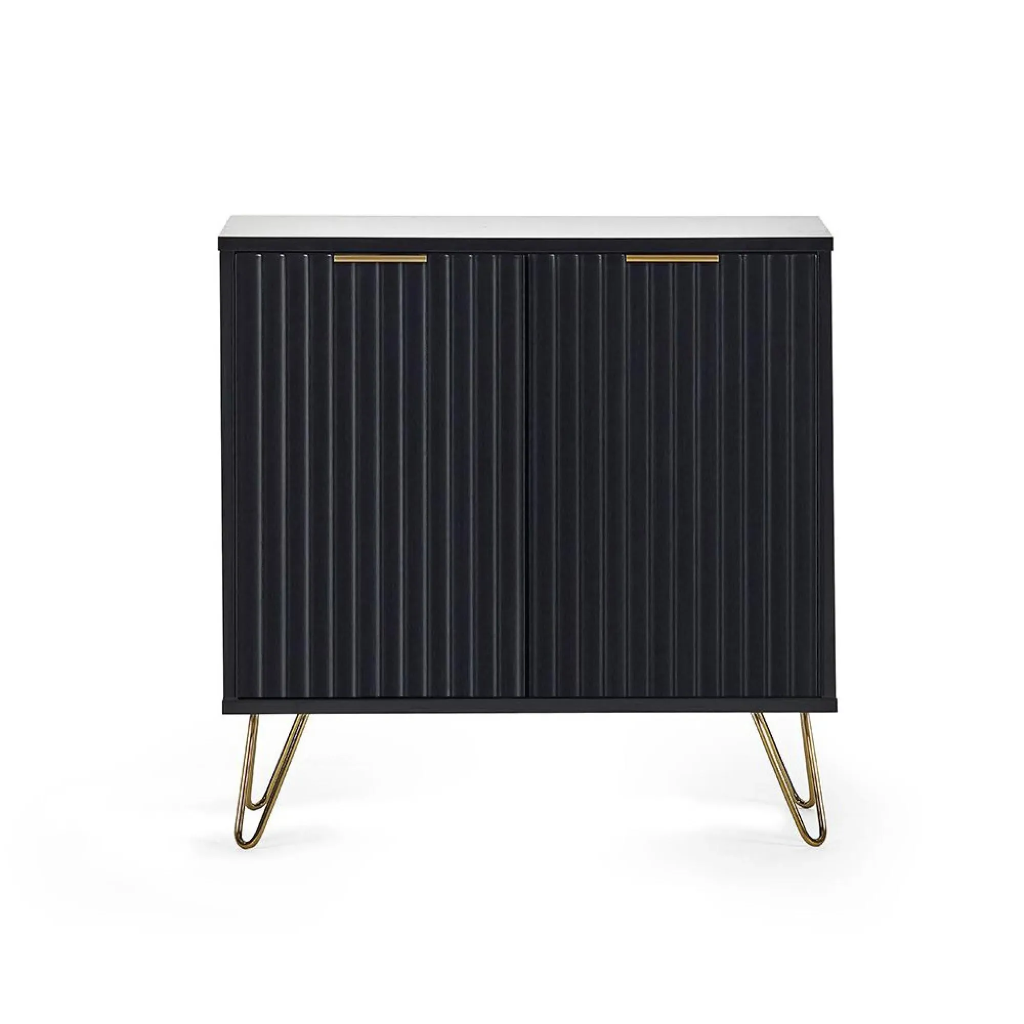 Murano Ribbed 2 Door Sideboard - Black