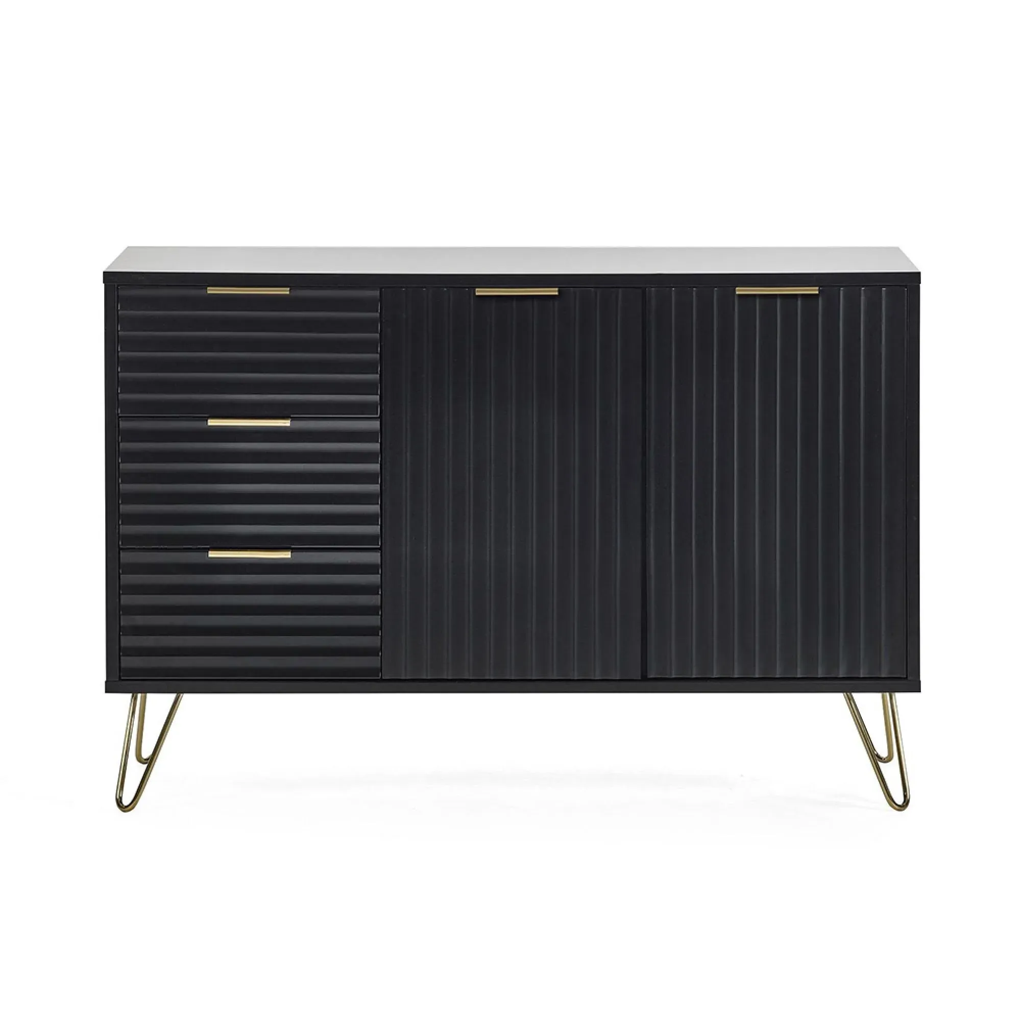 Murano Ribbed 2 Door Sideboard - Black