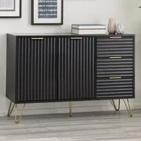 Murano Ribbed 2 Door Sideboard - Black