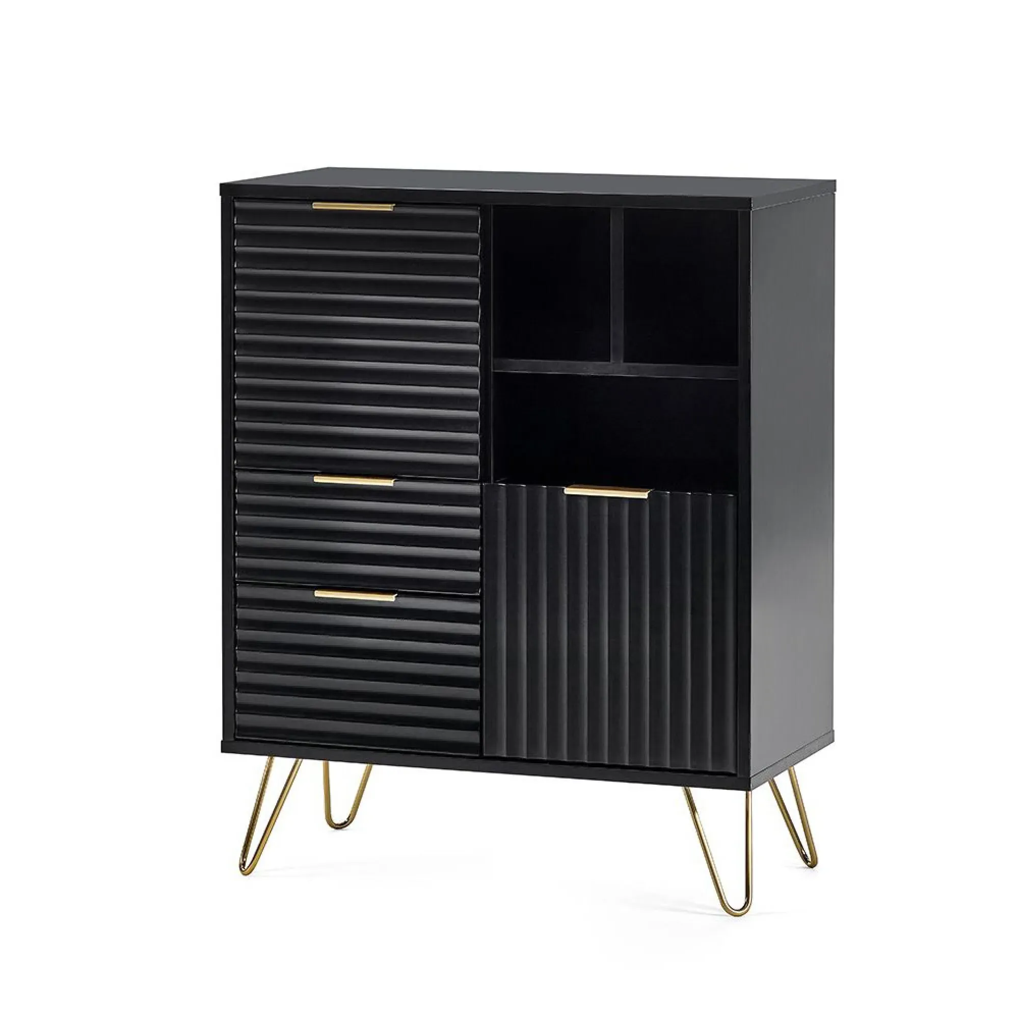 Murano Ribbed 2 Door Sideboard - Black