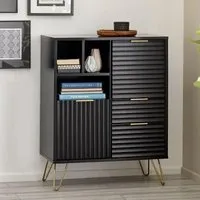 Murano Ribbed 2 Door Sideboard - Black