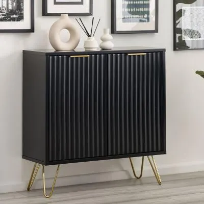 Murano Ribbed 2 Door Sideboard - Black