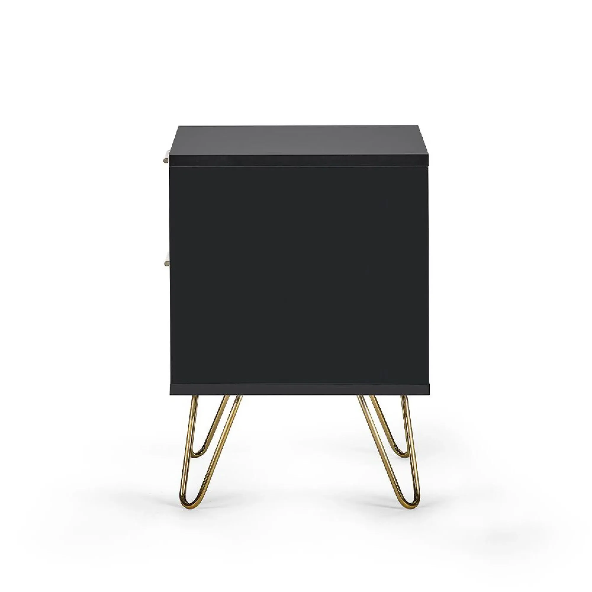 Murano Ribbed 2 Drawer Bedside Cabinet - Black