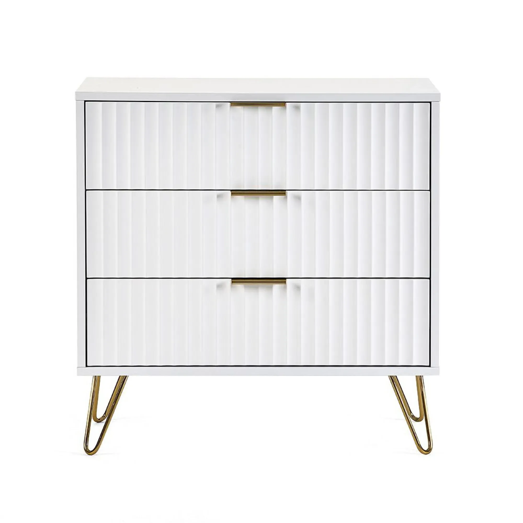 Murano Ribbed 3 Drawer Chest - White