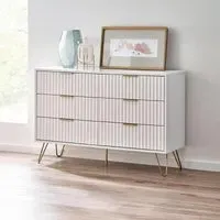 Murano Ribbed 6 Drawer Wide Chest - White