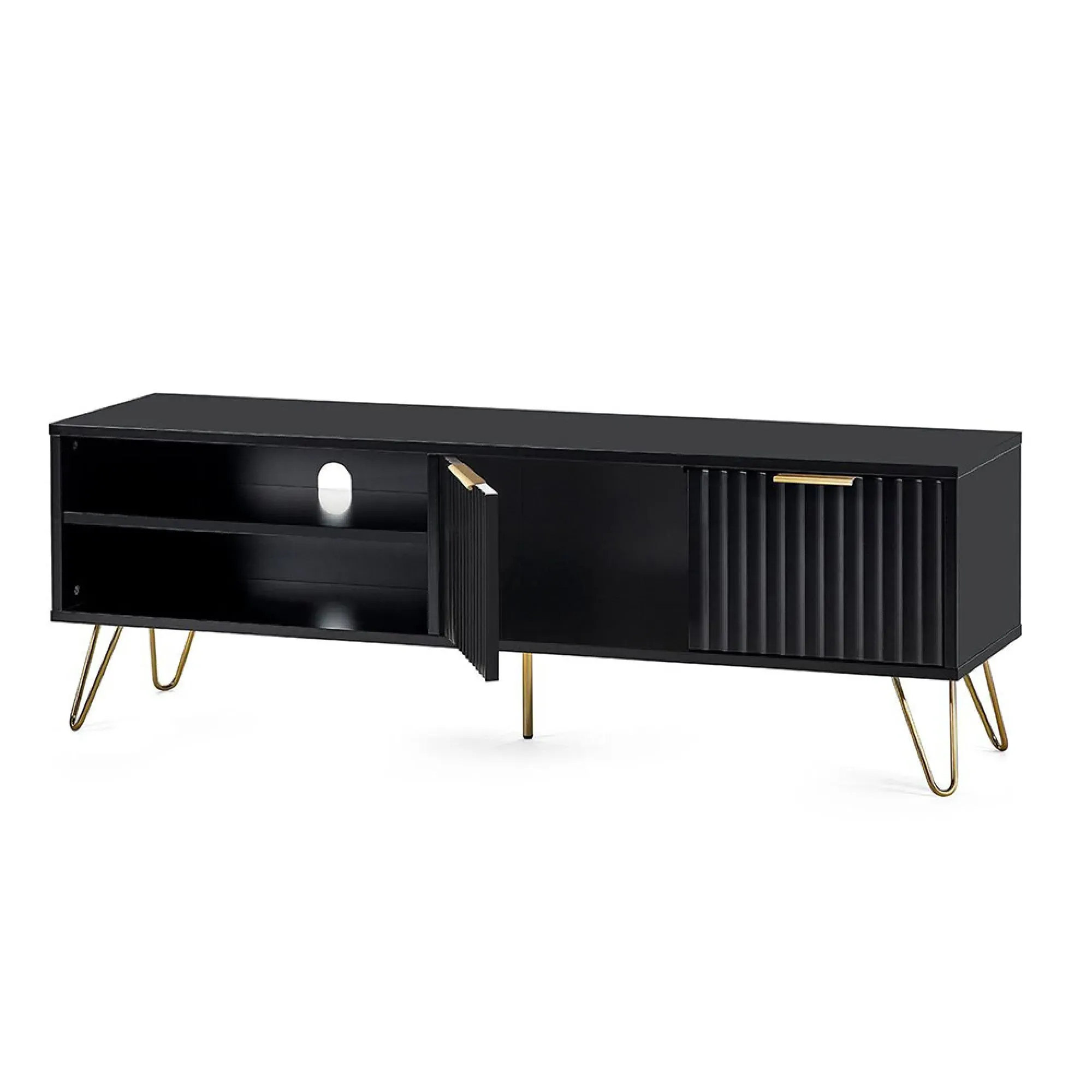 Murano Ribbed TV Unit - Black