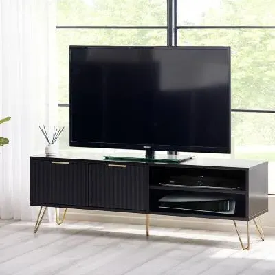 Murano Ribbed TV Unit - Black