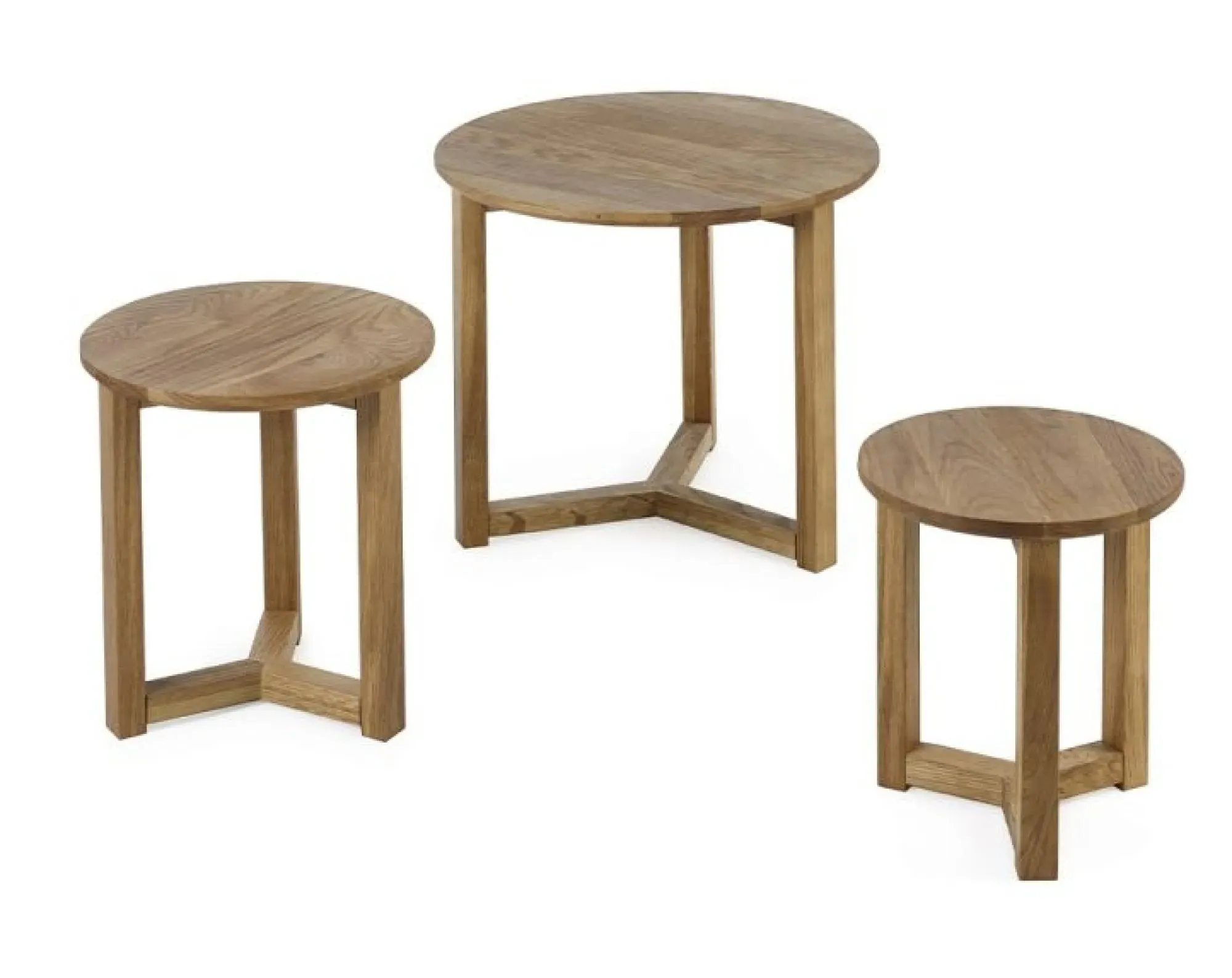 Nidri Round Nest of 3 Tables - Oak