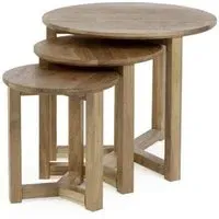 Nidri Round Nest of 3 Tables - Oak