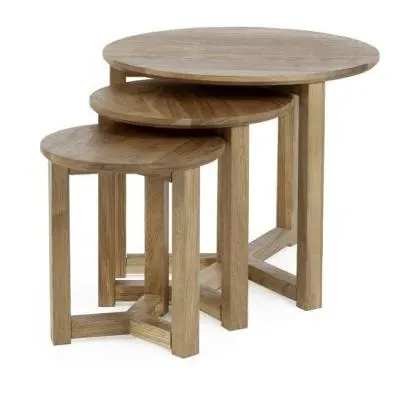 Nidri Round Nest of 3 Tables - Oak