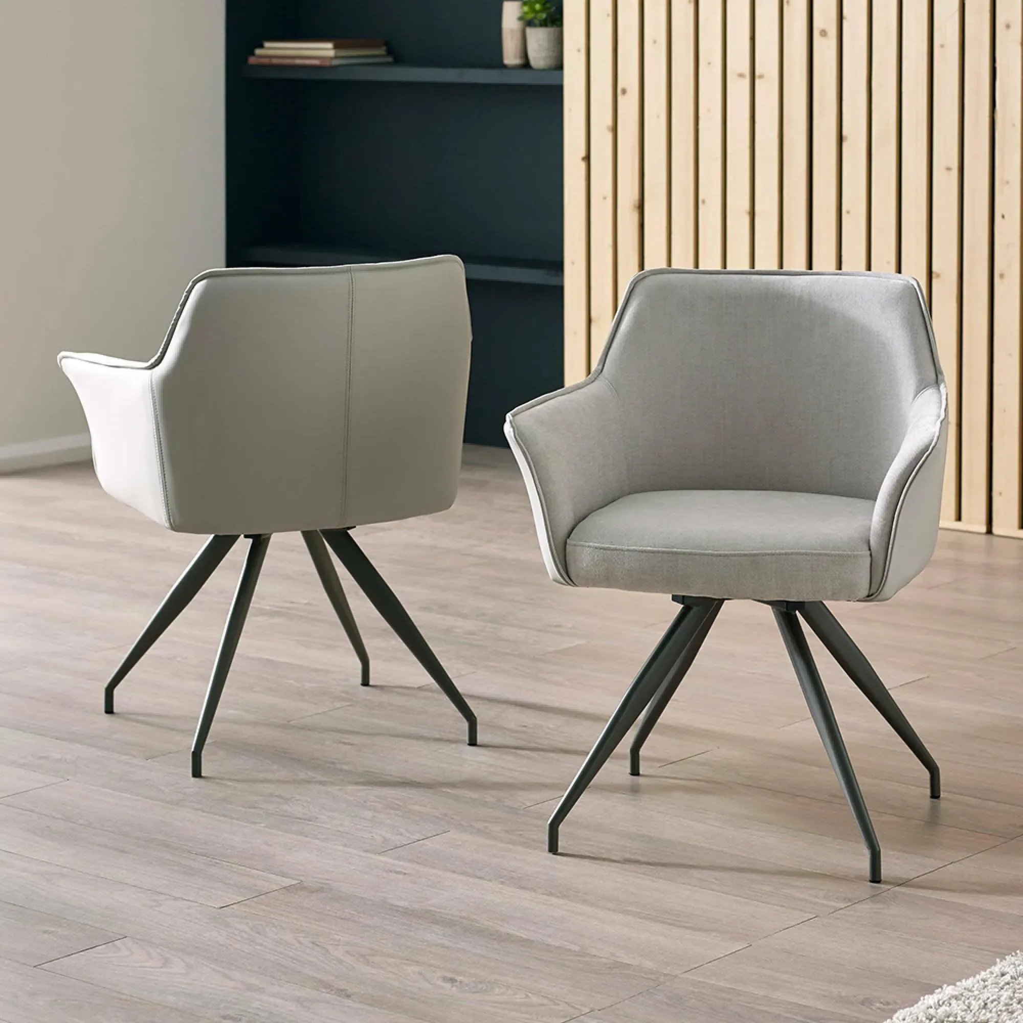 Noah Dining Chair Set of 2 - Ivory, Faux Leather