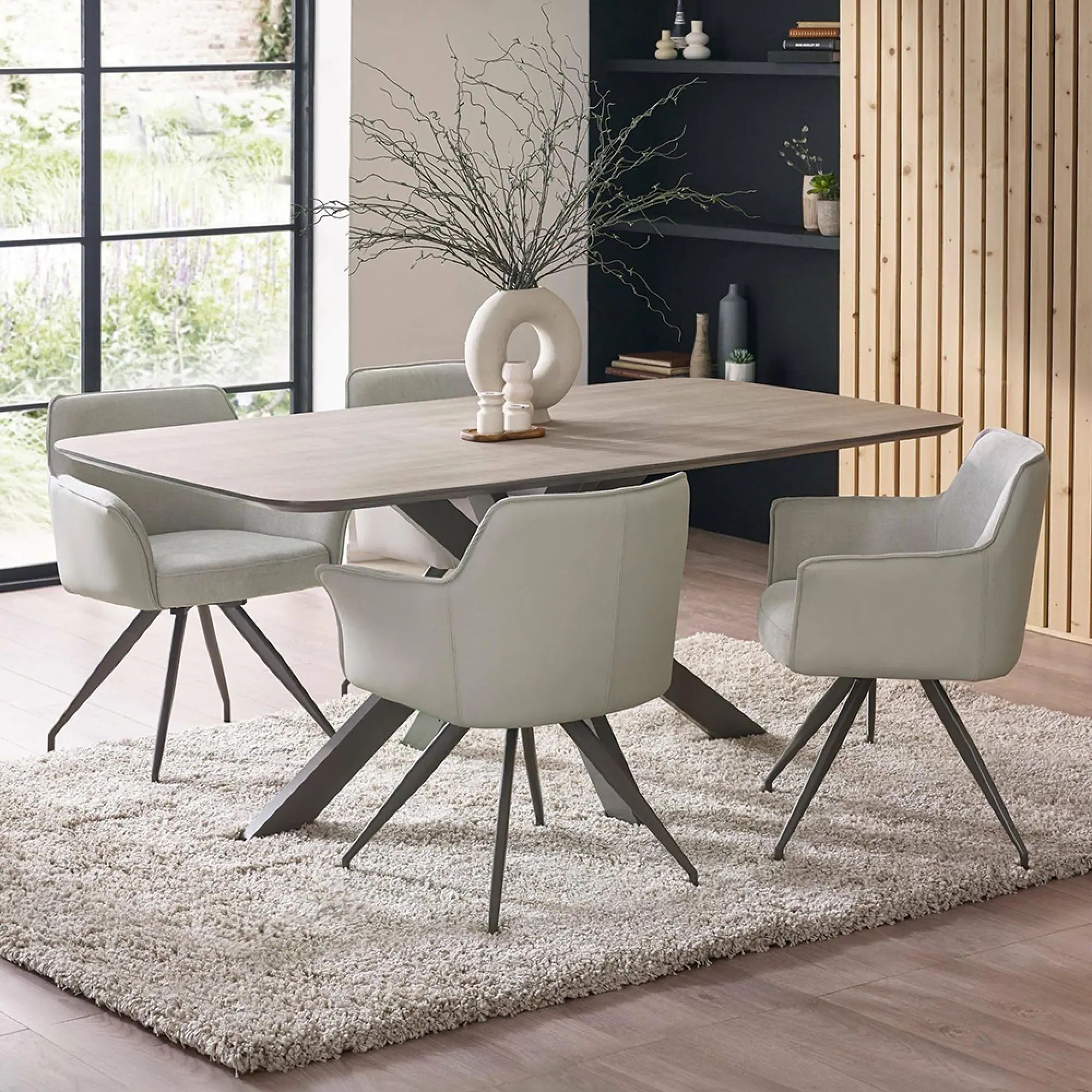 Noah Dining Chair Set of 2 - Ivory, Faux Leather