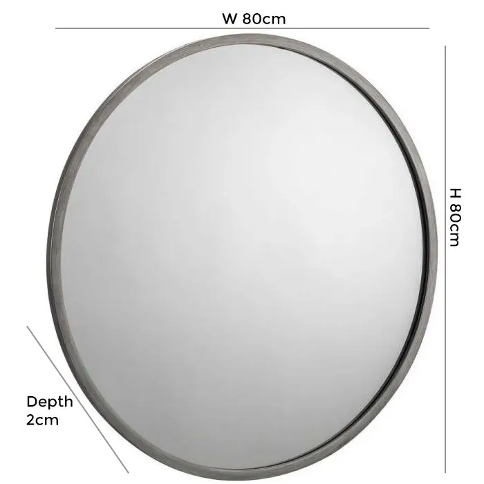 Octave Round Wall Mirror - Pewter