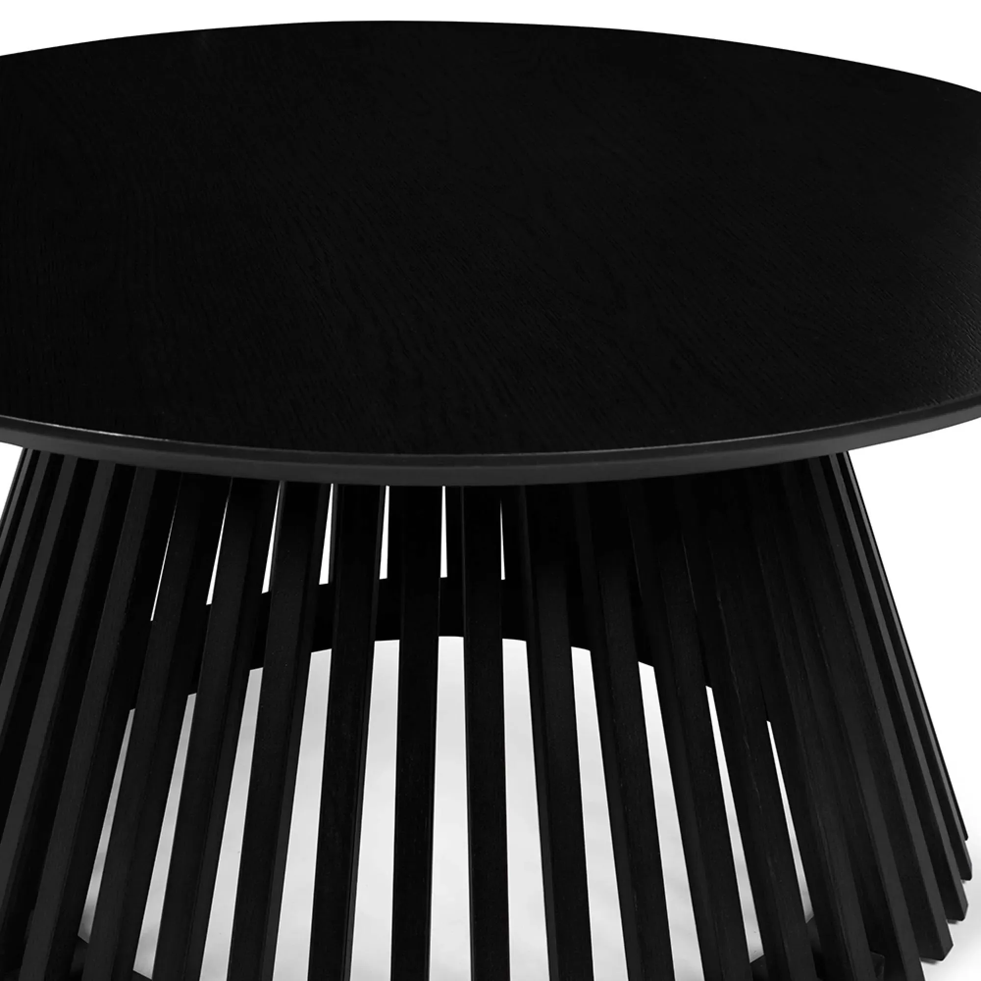 Ollie Round Coffee Table with Slatted Base - Black