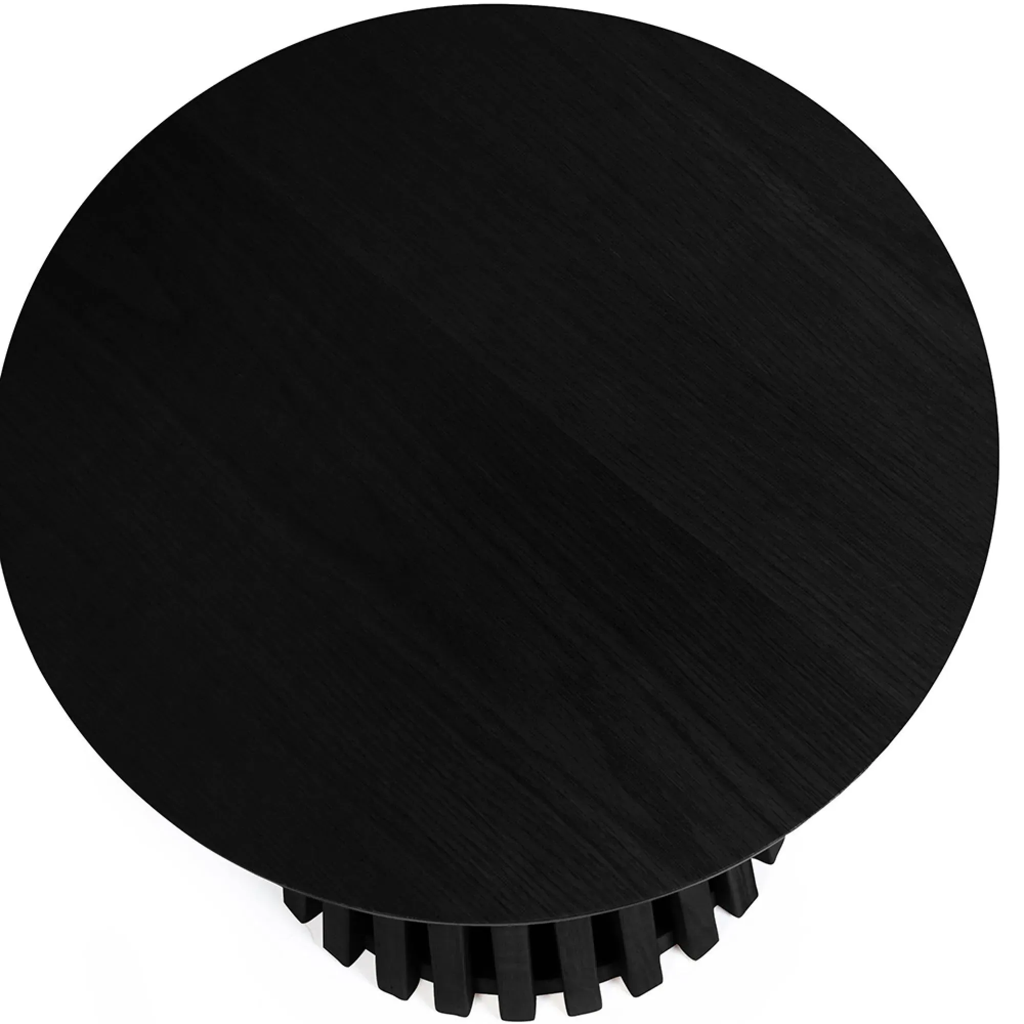 Ollie Round Lamp Table with Slatted Base - Black