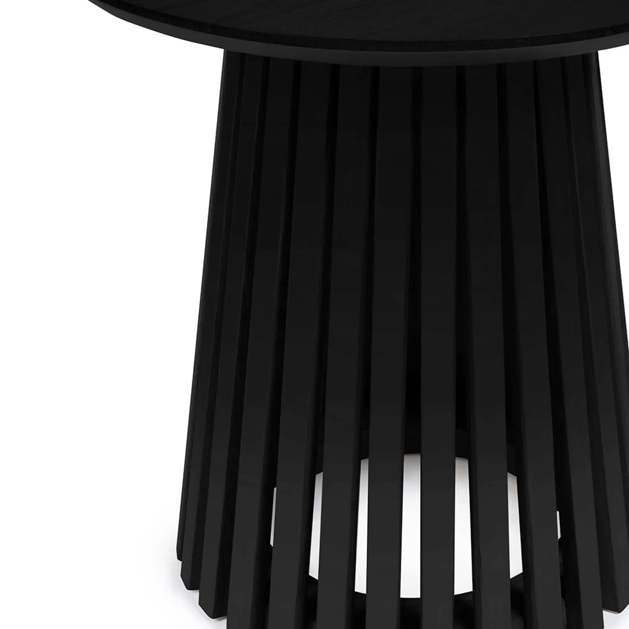 Ollie Round Lamp Table with Slatted Base - Black