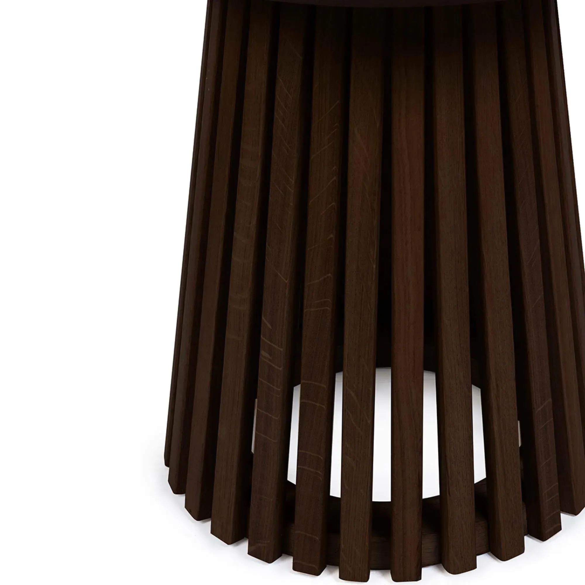 Ollie Round Lamp Table with Slatted Base - Dark Oak
