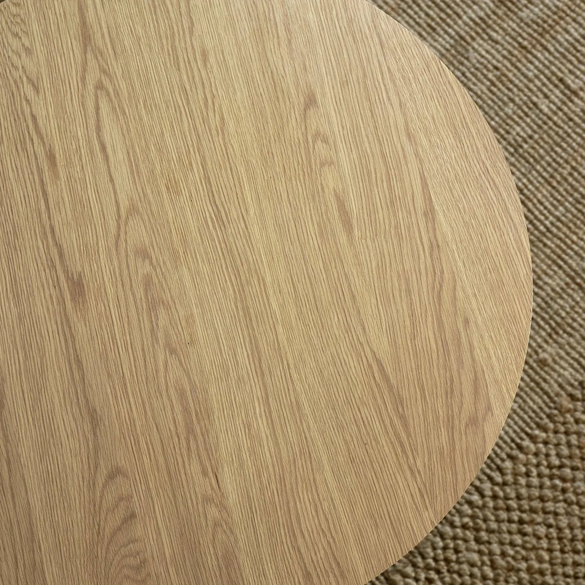 Ollie Round Lamp Table with Slatted Base - Natural Oak