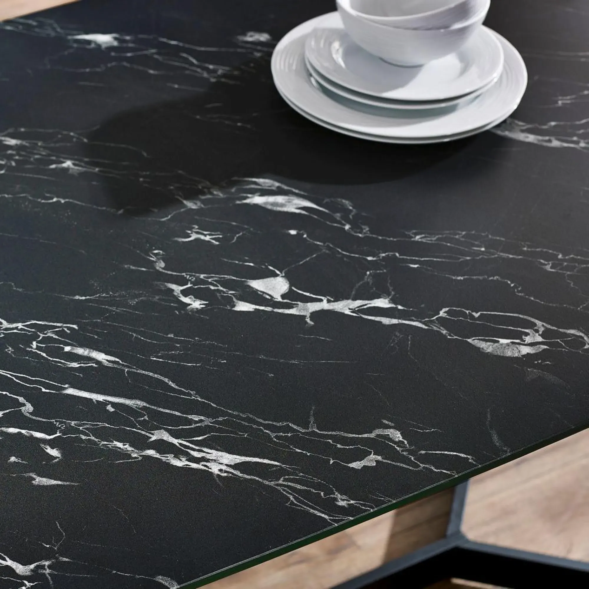 Olympus 6-Seater Dining Table - Black Marble Effect