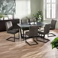 Olympus 6-Seater Dining Table - Black Marble Effect
