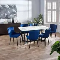 Olympus 6-Seater Dining Table - White Marble Effect