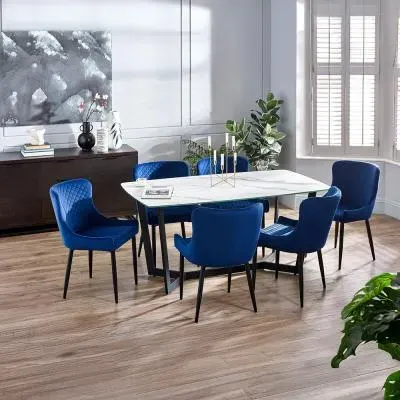 Olympus 6-Seater Dining Table - White Marble Effect