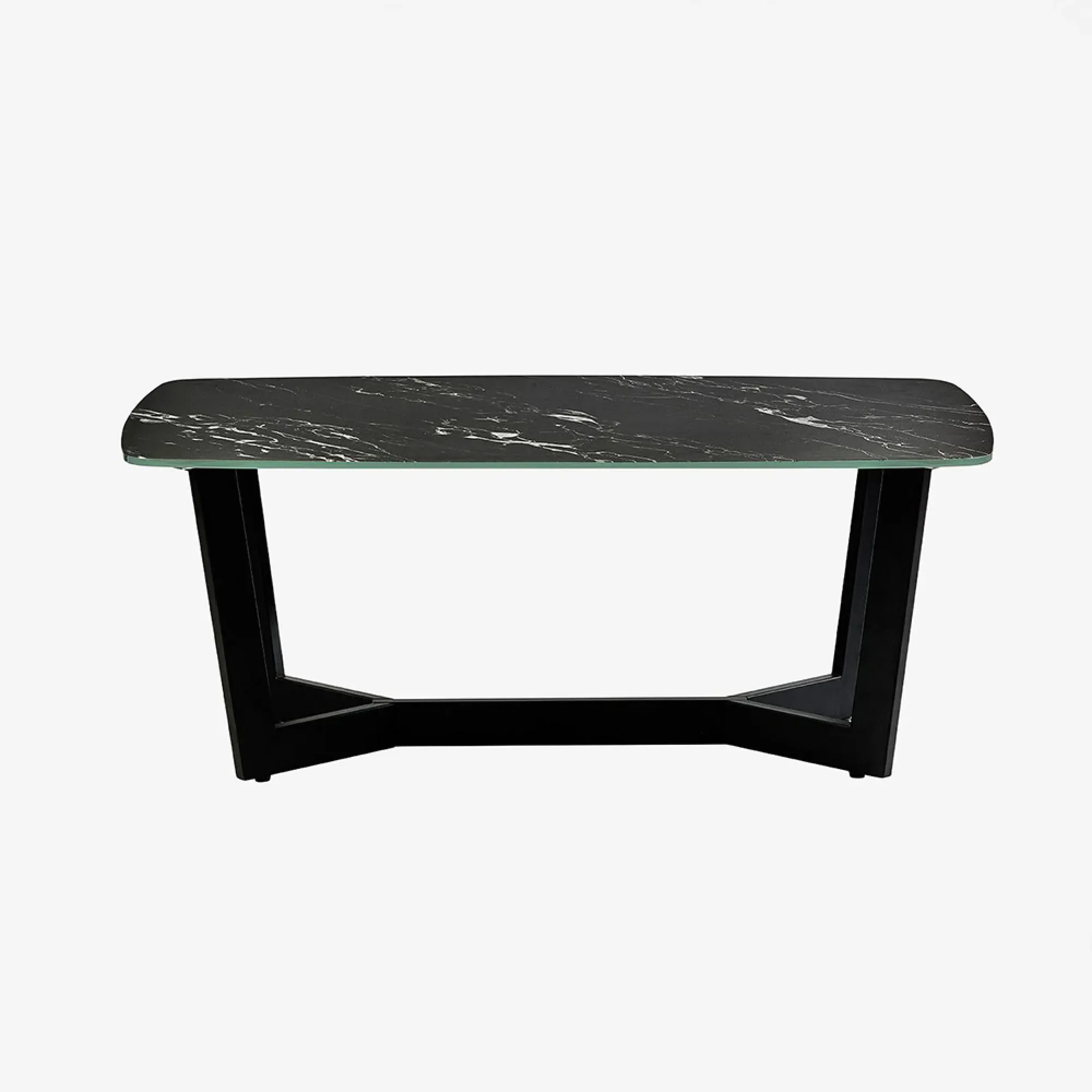 Olympus Round Coffee Table - Black, Marble Effect Glass
