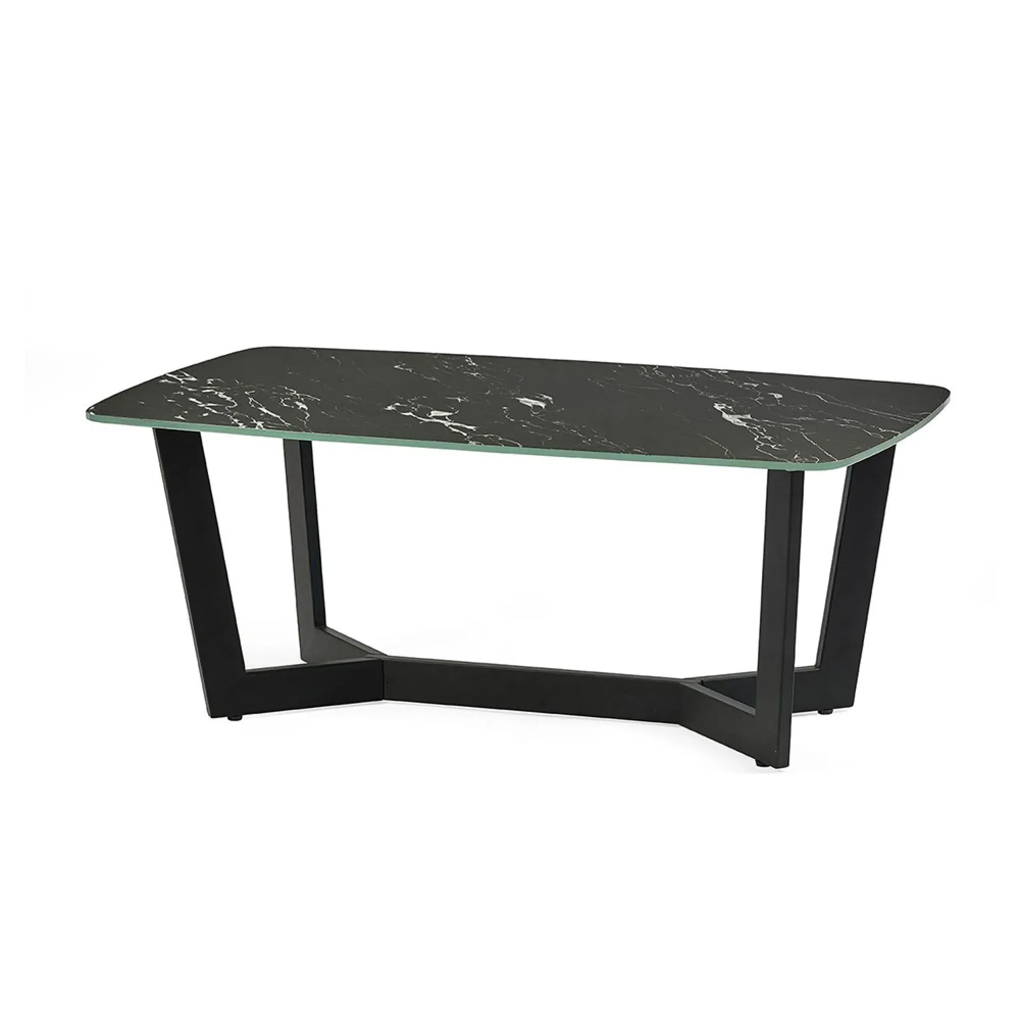 Olympus Round Coffee Table - Black, Marble Effect Glass