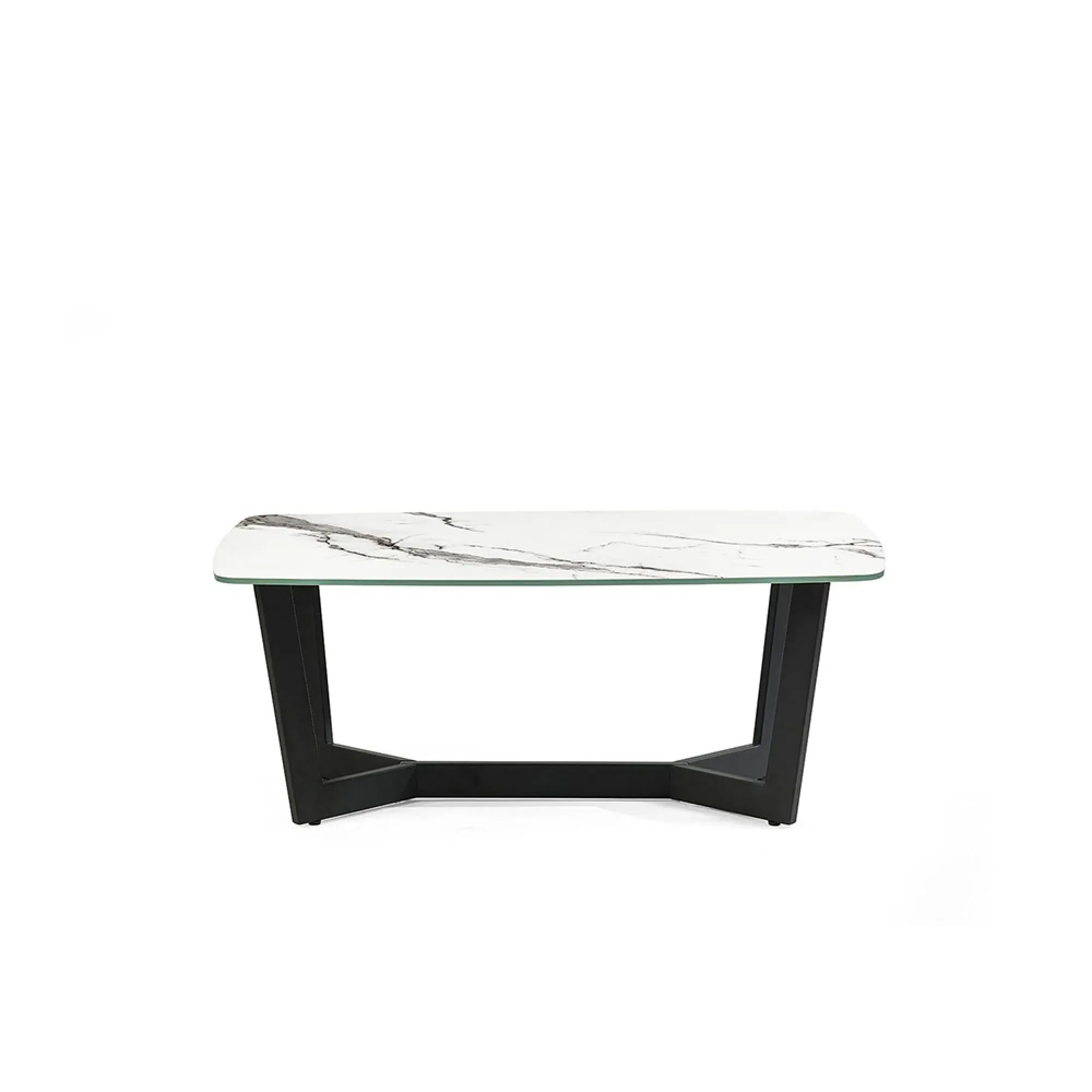 Olympus Round Coffee Table - White, Marble Effect Glass