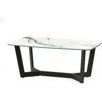 Olympus Round Coffee Table - White, Marble Effect Glass