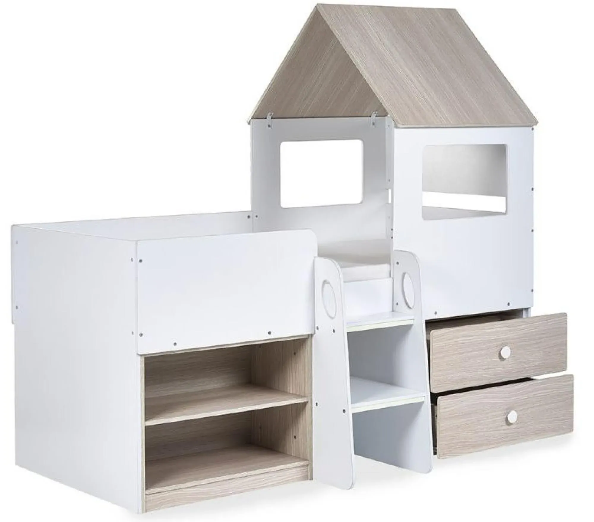 Orpheus Midsleeper Bed - White, Wood Effect