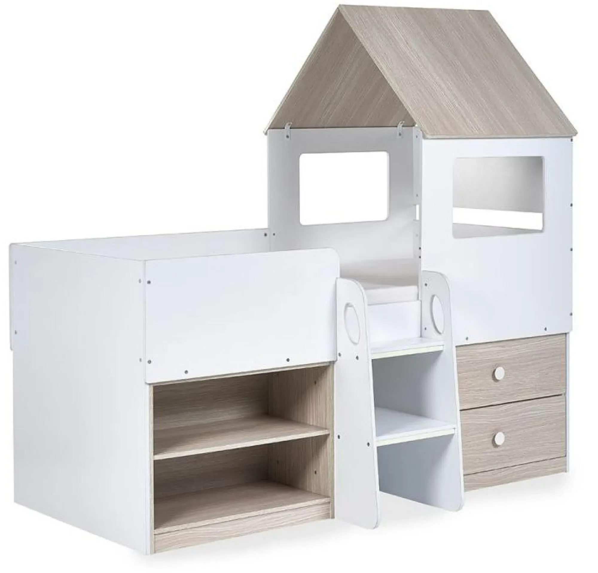 Orpheus Midsleeper Bed - White, Wood Effect