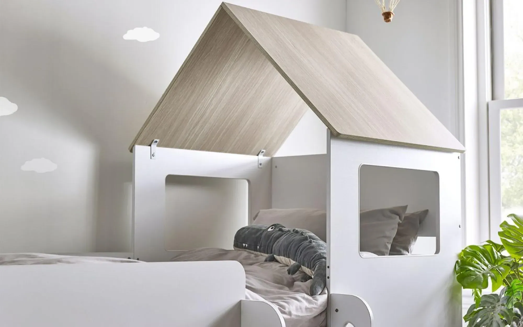 Orpheus Midsleeper Bed - White, Wood Effect
