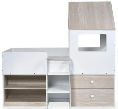 Orpheus Midsleeper Bed - White, Wood Effect