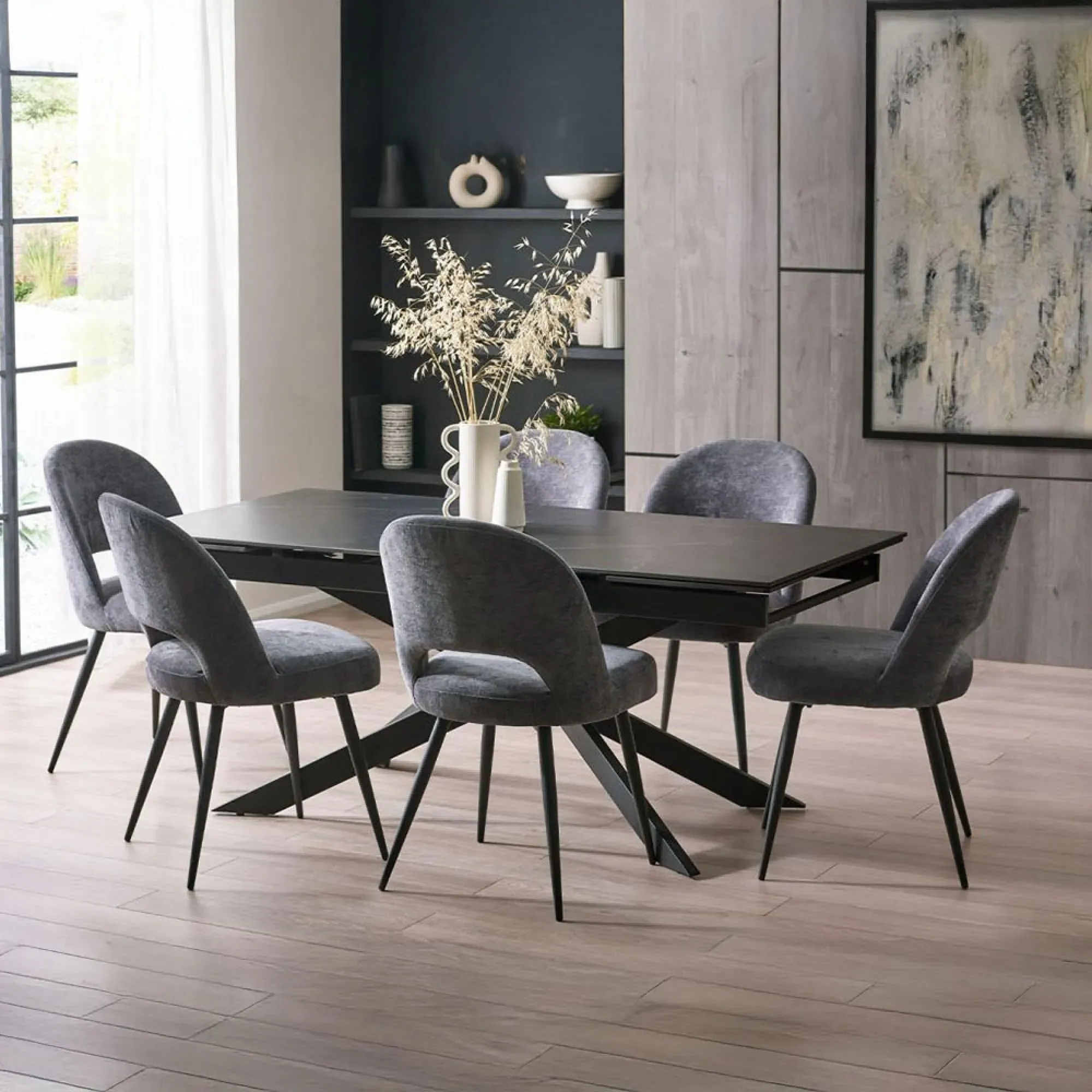 Osaka Extendable Dining Table - Black, Ceramic