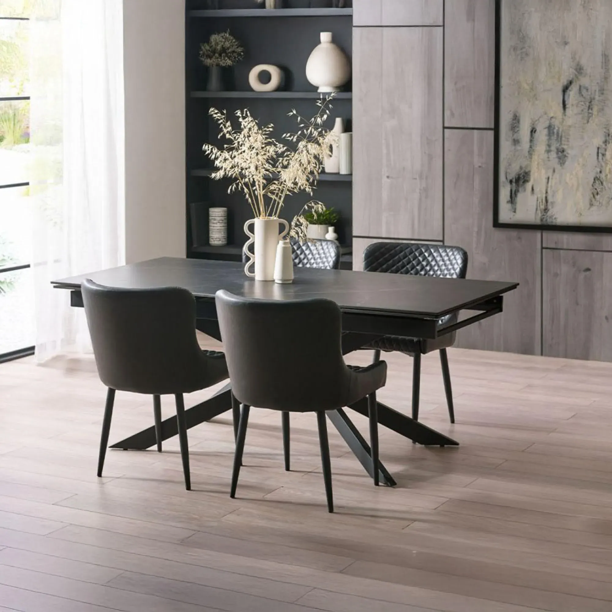 Osaka Extendable Dining Table - Black, Ceramic