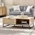 Padstow 120cm Coffee Table with Storage - Oak, Rattan