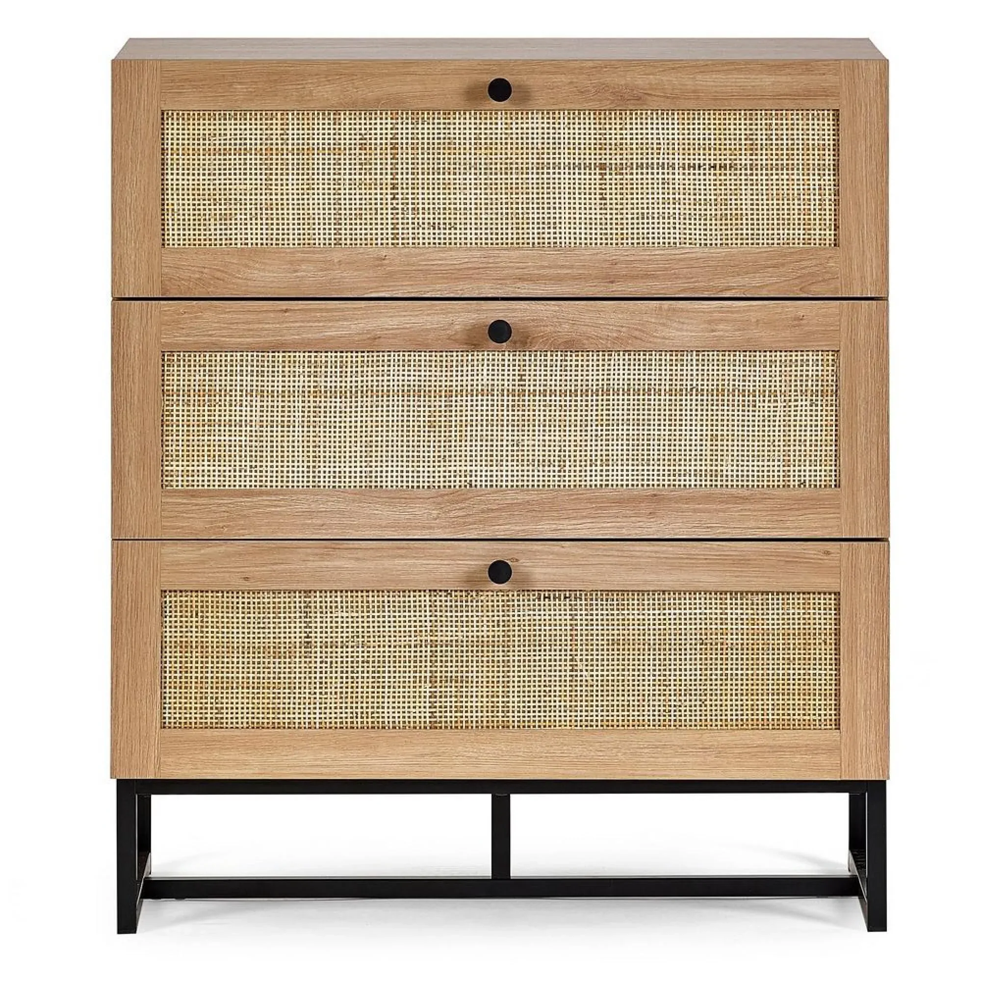 Padstow 3 Drawer Small Chest - Oak, Rattan