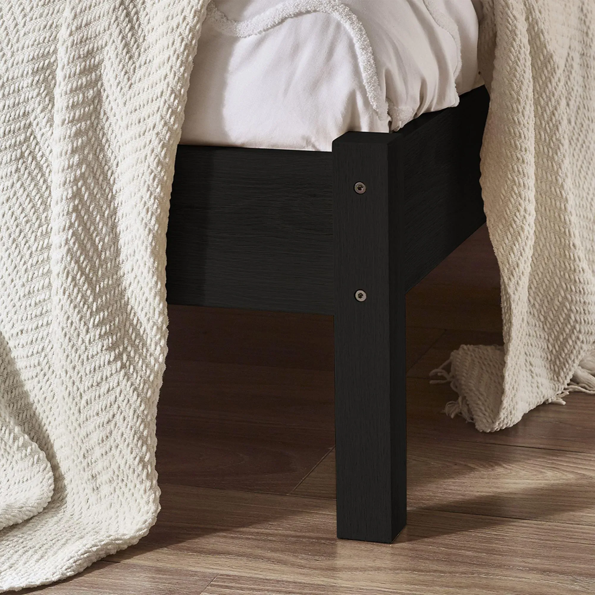 Padstow Bed Frame - Black, Rattan