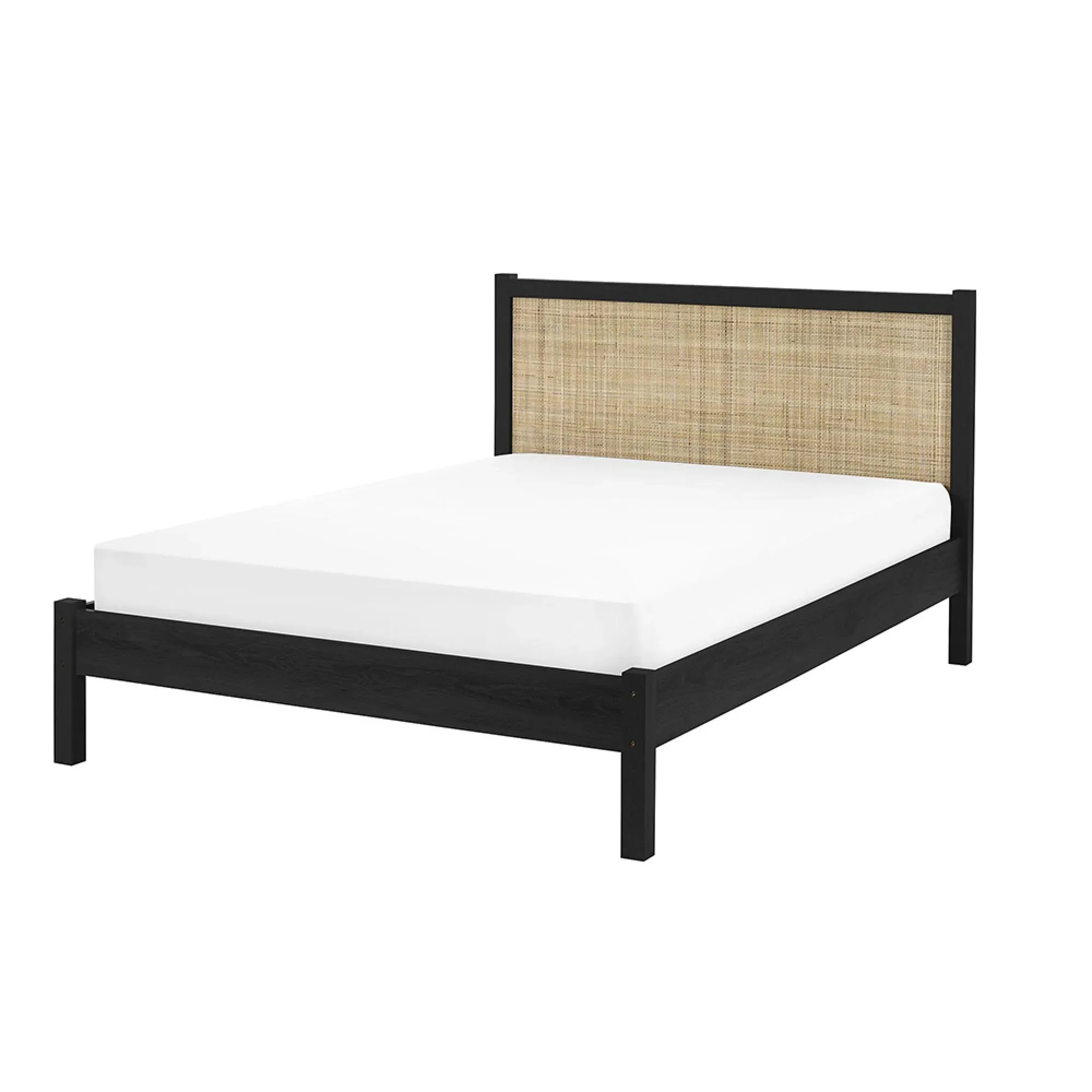 Padstow Bed Frame - Black, Rattan