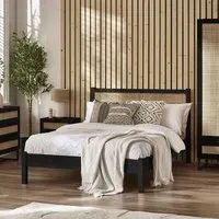 Padstow Bed Frame - Black, Rattan
