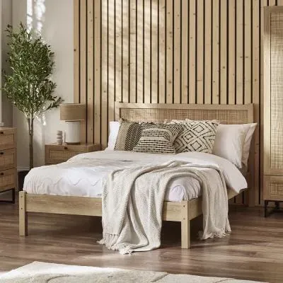 Padstow Bed Frame - Oak, Rattan