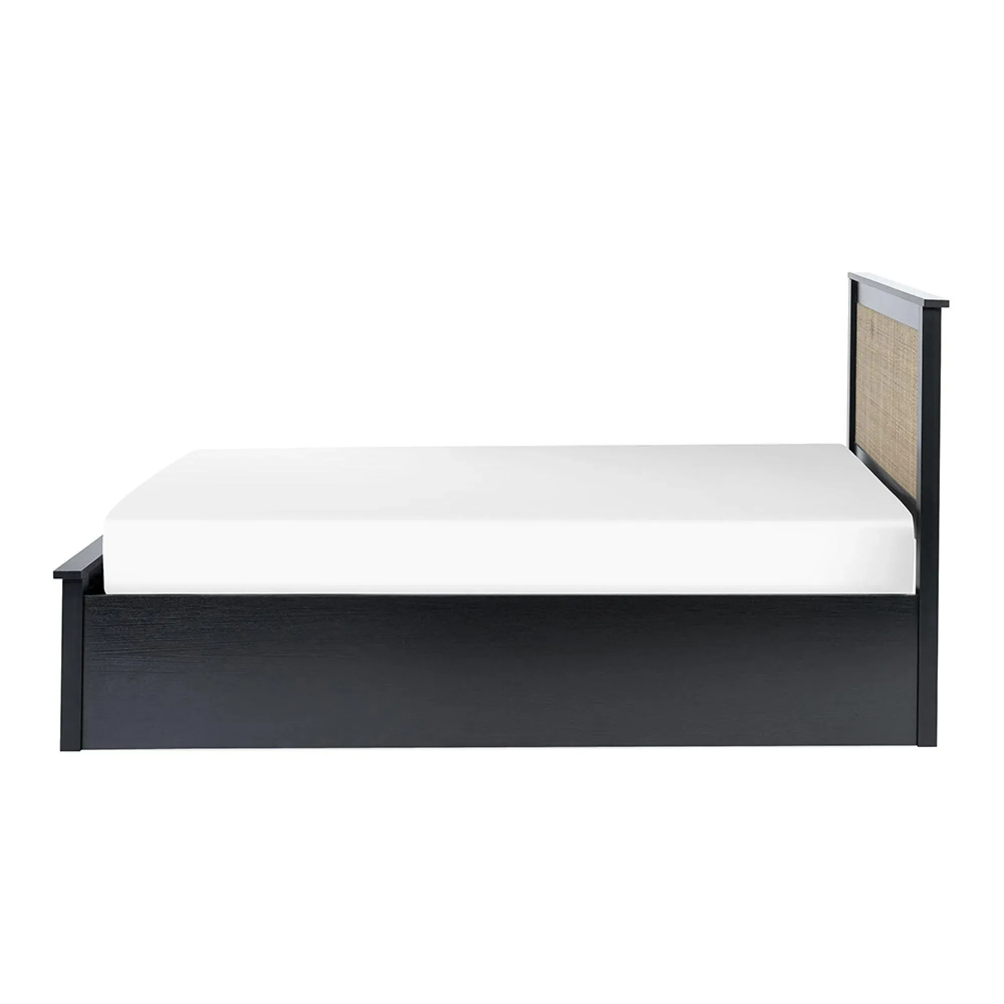 Padstow Ottoman Bed with Storage - Black, Rattan
