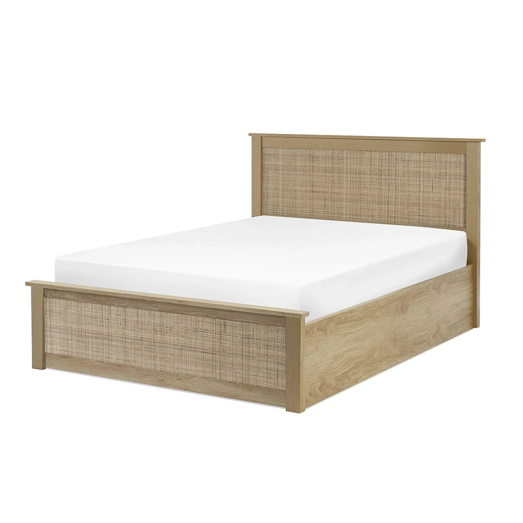 Padstow Ottoman Bed with Storage - Oak, Rattan