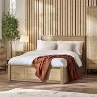 Padstow Ottoman Bed with Storage - Oak, Rattan