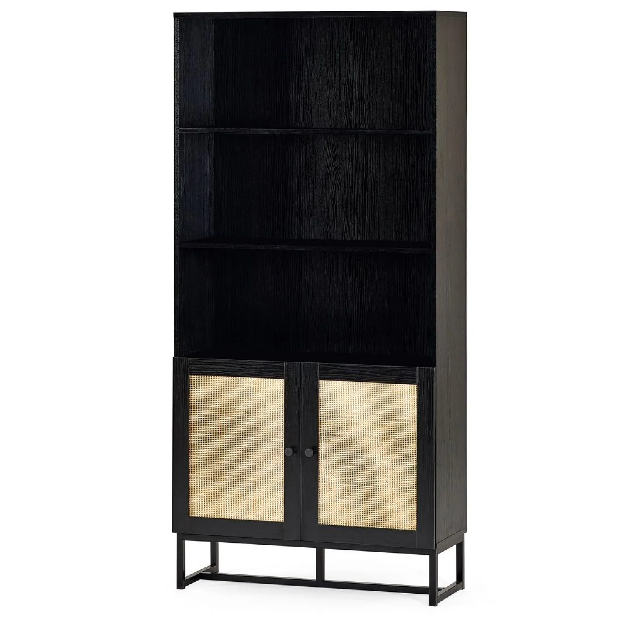 Padstow Tall Bookcase - Black, Rattan