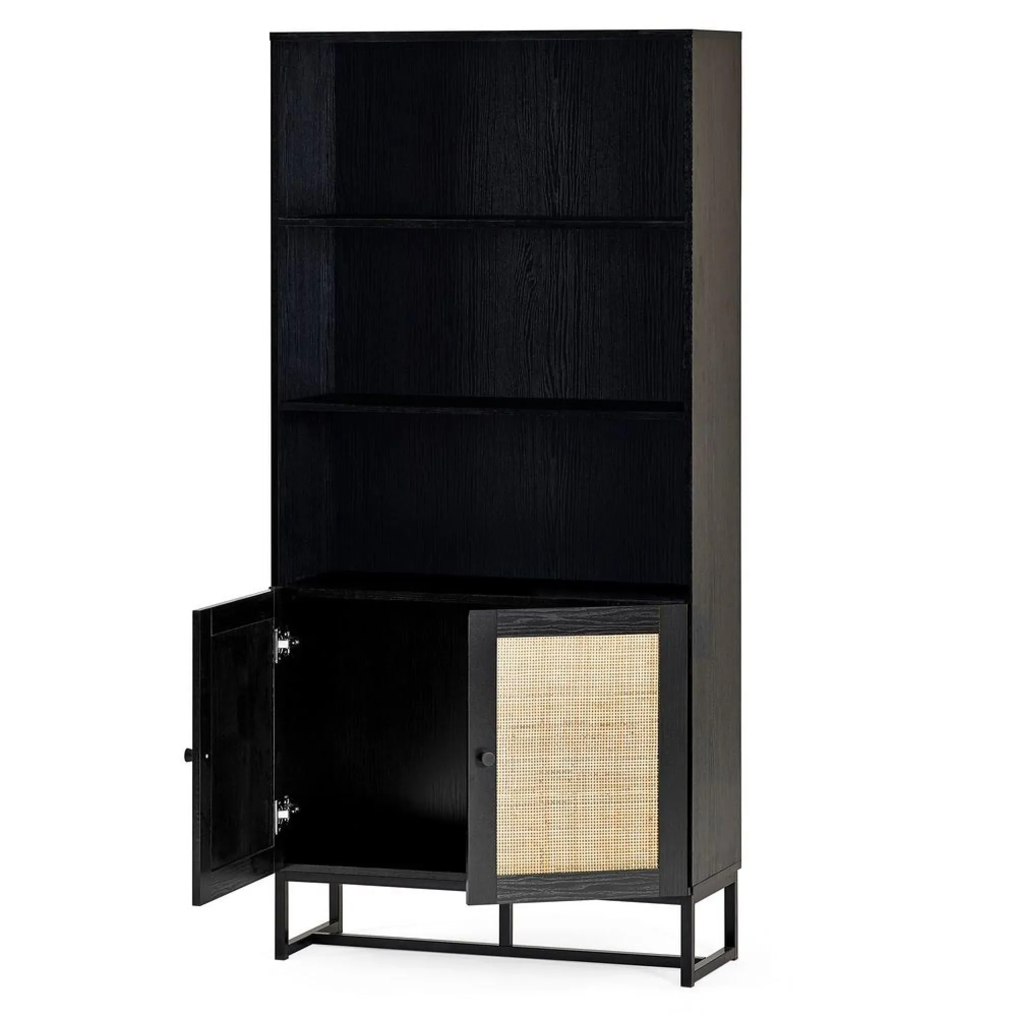 Padstow Tall Bookcase - Black, Rattan
