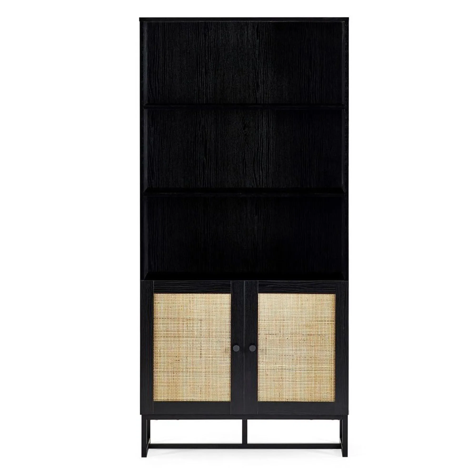 Padstow Tall Bookcase - Black, Rattan